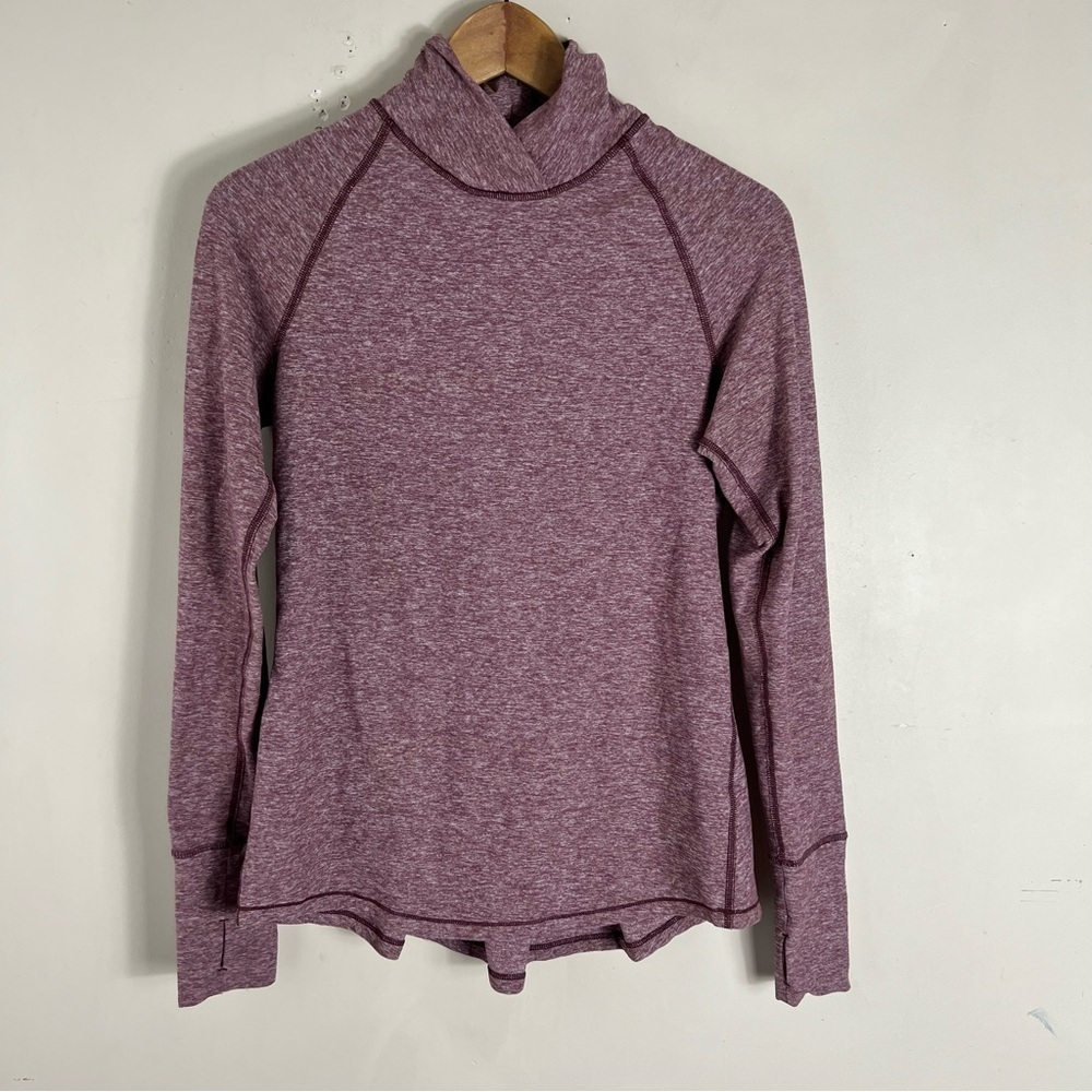 Lululemon Women’s Warm Your Core Long Sleeve Tee Heathered Bordeaux Drama Size 6 - Picture 9 of 14